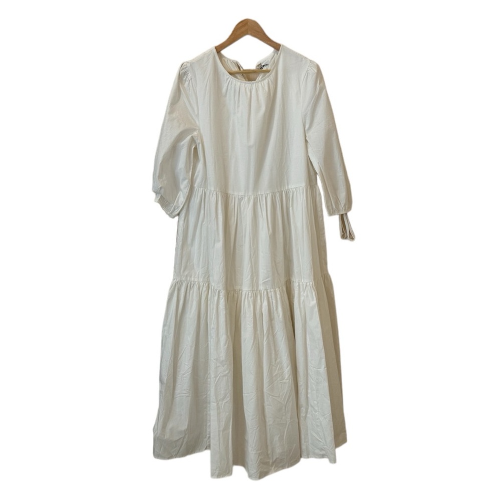Crescent Long White Tiered Dress